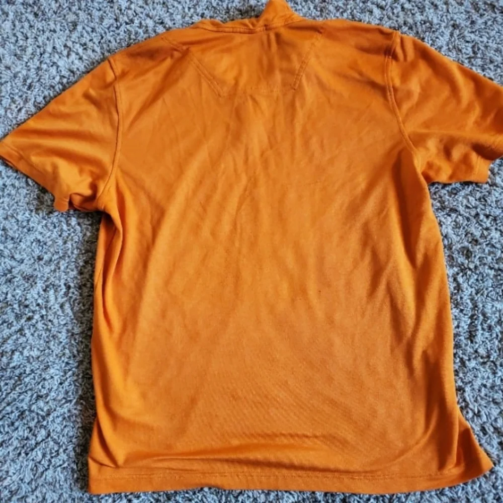 Men's Large The North Face 1/4 Zip Polo‎ Shirt orange short sleeve tee T-shirt